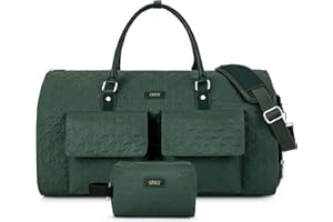 TIBES Garment Bag for Travel with Toiletry Bag Convertible Carry On Weekender Bag Large Travel Duffel Bags for Women 2 in 1 Hanging Suitcase Suit Travel Bags for Women & Men 3pcs Set, H-Green, L, Carry on