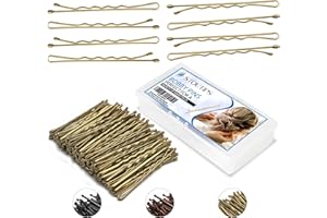 Stoutips 100 Pcs Hair Bobby Pins for Women — 5cm Blonde Kirby Hair Grips for Thick & Long Hair with Storage Box — Easy to Take Everywhere Long Hair Pins for Women for Hairdressing Makeup Styling