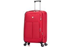 ATX LUGGAGE EST. 1991 ATX Luggage Large Suitcase Expandable Soft Shell Durable Lightweight Hold Check in Trolley Case with 4 Dual Spinner Wheels and Built-in 3 Digit Combination Lock (Red, 109Liters)