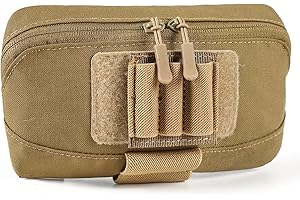 VOTAGOO GEAR Tactical Molle Admin Pouch Bag, Laser Cut All-Purpose Belt Bag, EDC Tool Organiser Bag, Modular Medicine Bag with Zip for Tactical Vest (Brown)
