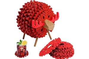 CEASELESLY Coaster Natalizi,Sottobicchieri Fiocco di Neve,Sottobicchieri di Natale in Feltro,con Rastrelliera per Alce in Legno Vintage,per caffè Il Freddo Bevande Calde