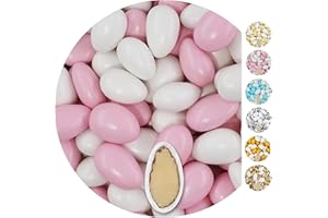 EinsSein 1kg Confetti di Mandorle Matrimonio Conchiglia Mix bianco-rosa perla confettata confetto battesimo comunione cresima nascita confettis alla laurea decorazioni bimba bomboniere confetto