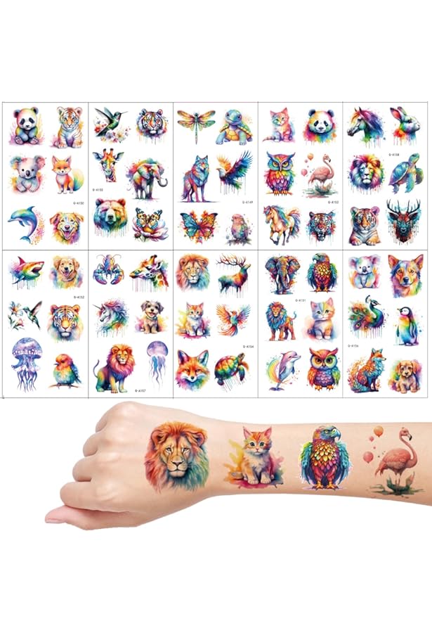 100+ Tatouage Enfant(12Feuilles),Doux Pour La Peau Tatouage Ephemere