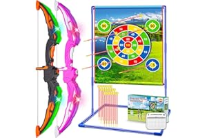 ‎VATOS VATOS 2 Pack Bogen und Pfeil Kinder, Light Up Bogenschießen Spielzeug mit Ziel & 20 Pfeile, Indoor & OutdoorToys Geschenke für 3 4 5 6 7 8 Jahre alte Kinder Jungen Mädchen