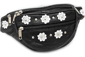 ODS:UK® Leather Festival Bum Bag Daisy Flower Studded Cross-Body Summer Urban Backpack