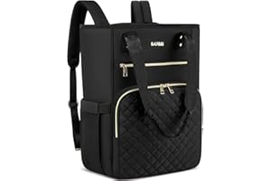 ‎CAFELE Laptop Rucksack, gesteppte wandelbare Rucksack Tote, Arbeitstasche, niedliche Damen Reiserucksack Geldbörse College Lehrer tragen auf Rucksack, schwarz, 2322H-02