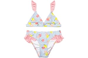 SHEKINI Niña Traje de Baño Dos Piezas Ajustable Elegante Impresión Volante Bikini Top Bikini Bañador Niña con Triángulo Parte Inferior de Bikini Ropa de Playa para 6-14 Años