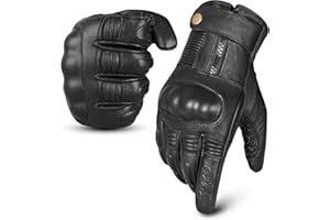 RideMaxx Motorcycle Gloves Mens Leather Motorbike Gloves Black Leather Gloves Touch Screen ATV Riding Racing Gloves