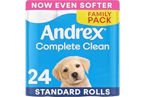 Andrex Complete Clean Toilet Roll 24 Rolls (Previously Andrex Classic Clean Toilet Tissue) Unbeatable Toilet Paper with Unique 3D Wave, FSC Certified