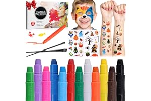 ‎BEESJUY Beesjuy 12 Farben Schminkstifte für Kinder, Abwaschbare Kinderschminke, Sicher und Ungiftig, Babybauch Bemalen Farbe, für Halloween/Geburtstagsfeie/Neujahr /Weihnachten/Fasching, Einfach zu Verwenden