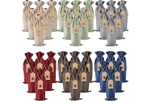 PIXHOTUL Sacchetti regalo in iuta con coulisse per bottiglie di vino, 12 pezzi, per Natale, matrimoni, viaggi, compleanni, feste.