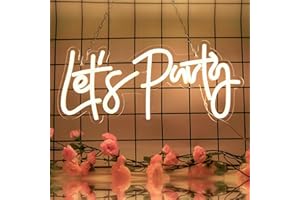 BRINGLUCK2U Let's Party - Letrero de neón LED para decoración de pared, let's Party luz de neón para cumpleaños, Navidad, fiesta, boda, graduación, alimentado por USB, blanco cálido