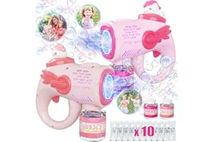 TACOPET 2 Pièces Pâques Pistolet à Bulles, Machine à Bulles avec Machines à Bulles de Savon, Jeux Exterieur Enfant 1 2 3 4 5Ans, Automatique Pistolet à Bulles Jouet et Cadeau pour d'anniversaire