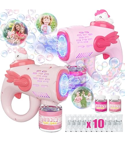 Machine à Bulles, Pistolet A Bulles Pour Enfant, Mitrailleuse à Bulles Licorne, Machine A Bulles Automatique 10 000 Bulles/Minute, Avec Bulles De Savon 90 Ml Pour Enfants/Cadeaux D'anniversaire/Fêtes - 8