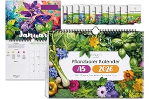 ‎MILULA STUDIOS Plantable Calendar 2026 - Planting Calendar & Seed Calendar 2026 with 12 Months & Seeds for Herbs, Vegetables, Fruit & Flowers - Sustainable & Advent Calendar (Plant Calendar, A5)
