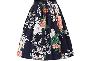 GRACE KARIN Femme Jupe Midi Taille Haute Classique Jupe Plissée avec Poches Cl305S21