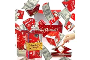 BAEIDO Christmas Surprise Explosion Gift Box, Funny Pop Up Cash from Money Case for Women Men Surprise, DIY Novelty Luxury Folding Xmas Bouncing Money Boxes for Wife Girlfriend Mother Friends