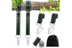 XINGSKY Attache Balançoire, Fixation Balancoire avec 2 Sangles à Anneau D de 1,5 m (Supporte 1000 kg) Hamac Arbre avec 2 Mousquetons (Supporte 800 kg) Sangle Exterieur 2 Coussinets de Protection pour Arbre