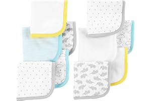 Simple Joys by Carter's 10-Pack Washcloth Set di Accessori Invernali, Multicolore/Elefanti/Nuvole/Pois, Taglia Unica (Pacco da 10) Unisex-Bambino