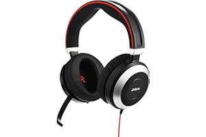 Jabra Evolve 80 UC Wired Stereo Over-Ear Headset – Unified Communications Optimised Headphones With Active Noise Cancellation – USB and 3.5 mm Jack Connections – Black