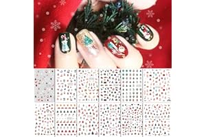 12 Hojas de Uñas de Navidad Pegatinas, EBANKU 3D Copo de Nieve Autoadhesivo Papá Noel muñeco de Nieve X-mas Tree Elk Calcomanías para Decoración de Uñas para Mujeres Niñas Decoraciones de Uñas