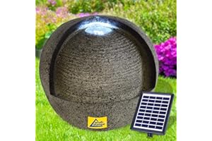 AMUR Fuente de jardín Solar Fuente Moderna Fuente Redonda Fuente al Aire Libre Fuente LED | Fuente de Vida