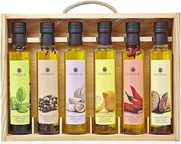 La Chinata Estuche 6 Condimentos con AOVE | Selección de Aceites de Oliva Virgen Extra Aromatizados (Ajo, Limón, Guindilla, Albahaca, Boletus y Pimienta) | Pack Gourmet | Regalos | 6x250ml