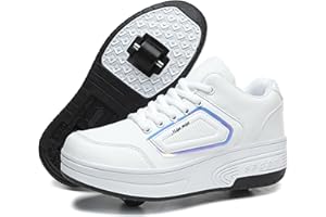 SKRIDSKO Scarpe Pattini Bambina per Bambini, Scarpe da Skateboard a Due Ruote, Sneakers con Ruote rRegolabili, Scarpe da Skateboard per Pasqua, Compleanno, Natale
