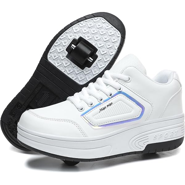Chaussures à Roulettes Enfants 2 En 1 - Baskets Rétractables Avec Lumière, Ajustables