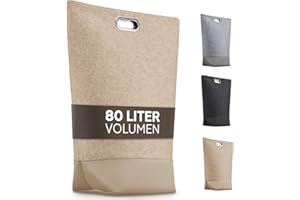TULENO® XL Wäschesammler aus Filz Stoff - Wäschesack mit Griffen verschließbar - Großer Wäschekorb faltbar als Wäschetasche und Sammler für Schmutzwäsche beige