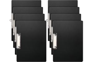DONGLI (Paquete de 8) A4 Portapapeles con Pinza, Clipboards con Agujero Colgante,Carpeta Portapapele para Aulas, Oficinas-Horizontal Clip(Negro)