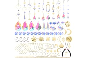 OFFCUP Attrape Soleil, 200pcs Attrape-Soleil en Cristal, Perle de Verre Prisme Arc-en-Ciel en Cristal Suspendu Suncatcher Pendentif Soleil Cristals pour fenêtre Maison Jardin fête-Doré