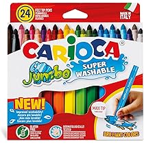 CARIOCA Color Box - 100 Pennarelli Lavabili Per Bambini, Punta Fine E Maxi, Con Album Da Colorare E Scatola Latta - Foto 3