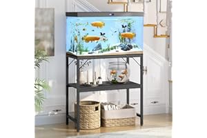 MAHANCRIS Fish Tank Stand, 20 Gallon Aquarium Stand, Fish Tank Rack with Shelf, 2-Tier Reptile Tank Rack, for Living Room, Home Office, 61 x 30 x 62cm (L x W x H), Black AFTBK2001