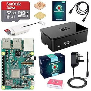 Raspberry Pi 3 B+ Model B Plus Complete Starter Kit Motherboard 32GB SanDisk EVO+ SD Card NOOBS, 3A On/off UK Edition Power Supply, Support POE (Raspberry Pi 3 B+ Starter kit- 32G)