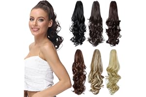 Luxiremi Ponytail Extension Zopf Lockiger Jaw Clips Pferdeschwanz mit Klammer 40cm Braun Zopf Haarverlängerung Pferdeschwanz Haarteil für Damen Frau