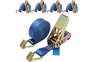 BOMKEE Correas de Amarre con trinquete, 4 Pieza 4m 800 kg Tensor de carraca Cinchas Correa trinquete con Gancho para Motocicletas, Carga, Camiones, Remolques