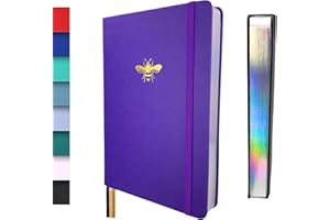 Schloss Planner A5 Bullet Journal | 180 g/m² extra dickes Bambus Papier | 160 Seiten | Gepunktet/Dot Grid | Nachhaltiges Notizbuch/Tagebuch | Silberner Buchschnitt (Biene, Lila)