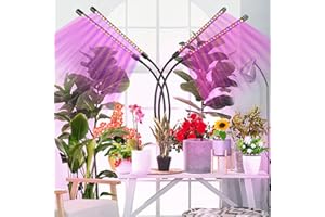eisaro Pflanzenlampe LED Vollspektrum, 4 Köpfe 120 LEDs Grow Lampe mit Zeitschaltuhr 3/6/12 Std, 360 ° Verstellbare Pflanzenlicht, Grow Light mit USB Adapter, 3 Lichter Modi und 10 Helligkeitsstufen