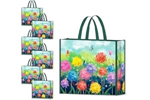 Nymphfable 6 Pack Torby Na Zakupy Wielokrotnego UżYtku Motyle Kolorowe Kwiaty Torby Na Zakupy Zmywalna SkłAdana Torba Na Ramię 50lbs