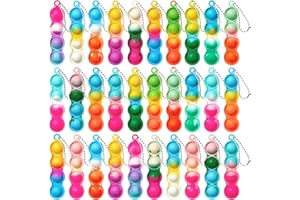 FIDWOD 30 PCS Party Bag Fillers for Kids: Pop Fidget Keyring Toys Gifts Pack - Stocking Stuffers Sensory Silicone Keychain - Birthday Supplies Classroom Prizes Stress Relief Set