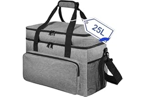 BOHEMIABY 25L Kühltasche Faltbar für Essen & Getränke-Lsolierte Tasche, Auslaufsicher & Wasserdicht-Strand Picknick Lunchbag, Thermotasche für Essen Transport, Arbeiten & Einkaufen, Grau