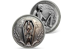 AtSKnSK Memento Mori Moneda Man vive solo una vez Calavera Moneda Desafío Moneda Regalo Genial con Tema Estoico Medallón Chip Regalo Estoico Regalo para Mujeres Hombres