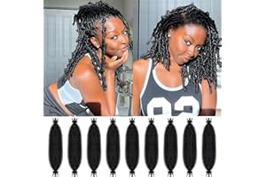 YCaeiou 9 Packs Springy Afro Twist Hair 10 Inch Natural Black Marley Twist Crochet Braiding Hair Pre-Separated Spring Twist Hair for Soft Locs Hair Extensions for Women (10Inch,1B)