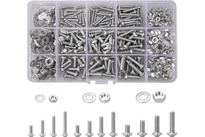 Kigniote 600 Pezzi Bulloni e Dadi Esagonali, Viti a Testa Svasata con Dadi, M3 M4 M5 Viti Bulloni E Dadi Acciaio Inox, Kit Viti a Esagono Incassato con Testa a Bullone e Dadi Testa Tonda Per Macchina