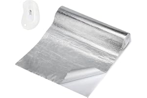 NAKUTITA Hitzeschutzfolie Selbstklebend, 30x500cm Hitzeschutz Aluminium Platte, Kleberücken Aluminium Glasfaser Blatt Aluminisierte Hitzeschutz Praktische Hitzeschild für Schlauch und Automatische Verwendung