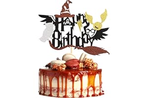 Arthsdite 1 Pc Magical Wizard Happy Birthday Cake Topper Inspired Cake Pick Decorations for Wizard Theme Birthday Party Supplies