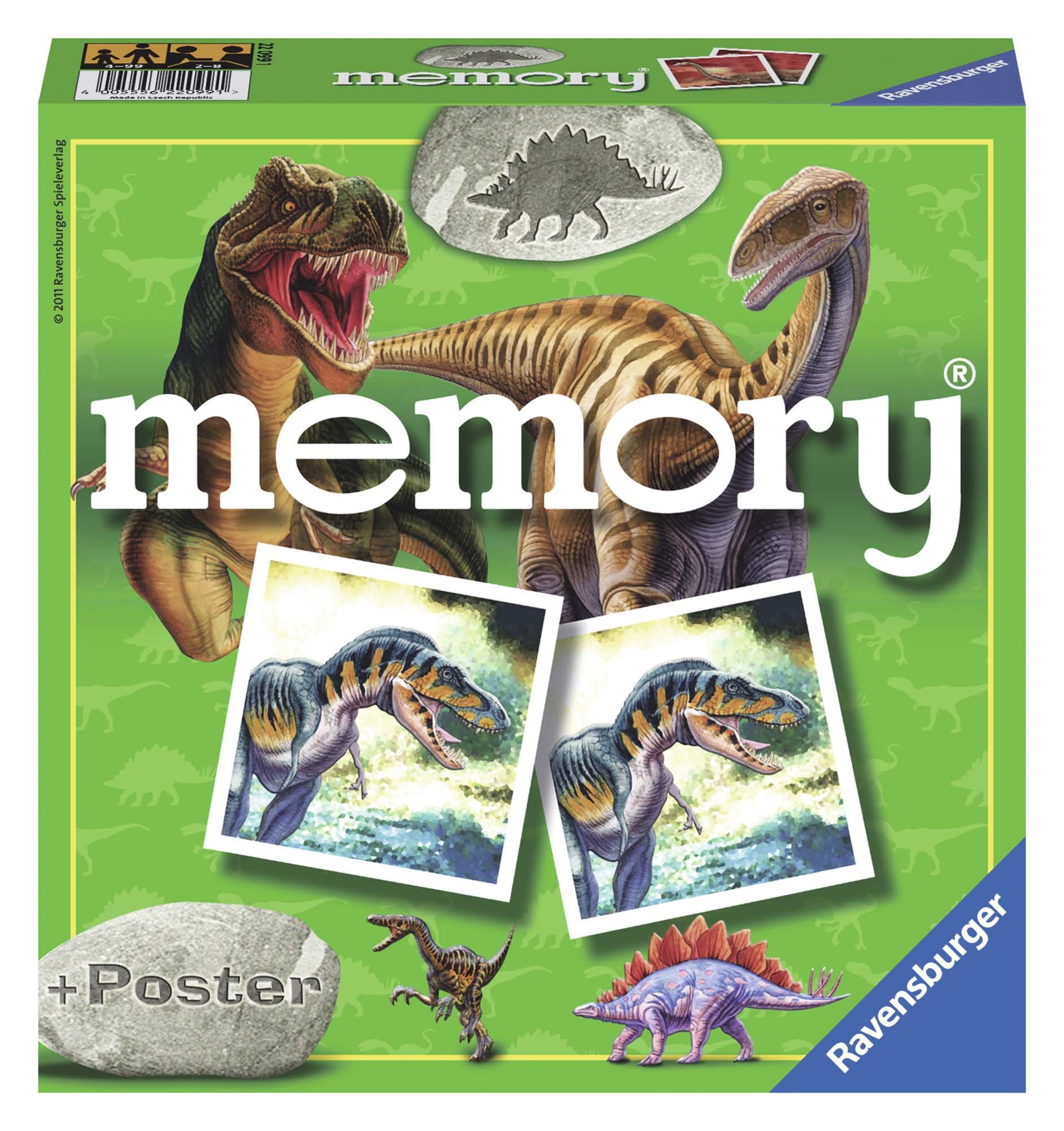 Ravensburger - Memory Dinosaurios, Juego de Mesas para Niños 4 Años, Regalos para Niños a Partir de 4 Años, Juegos de Mesa Familia, Versión en Español