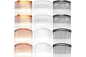 SUNNOW 12Pcs Hair Combs Slides, Hair Slides Plastic French Twist Decorative Hair Comb Hair Accessories for Women Girls, 16 and 23 Teeth, black, transparent and brown