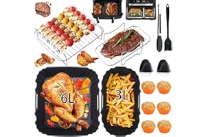 JUGGPENG Akcesoria do frytkownicy na gorące powietrze do Philips Airfryer Dual Basket Series 3000 Series 6L/3 l, forma silikonowa akcesoria do Philips Steam Airfryer 5000 Series Dual Basket, ruszt do grilla